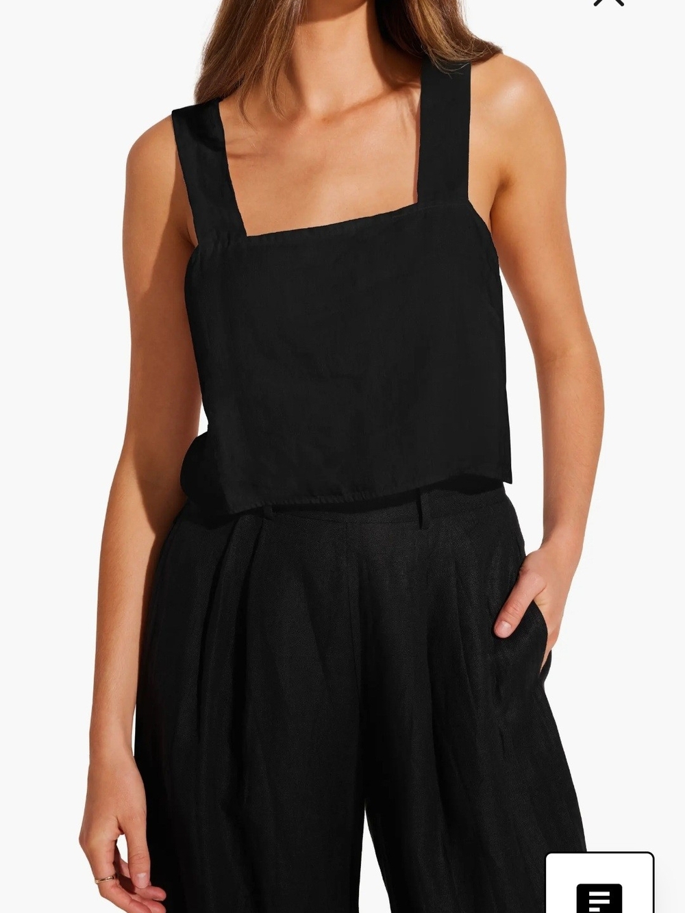 Black Wide-Leg Pants with Cropped Tank Top Set